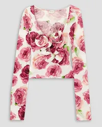 Magda Butrym Ruffled floral-print stretch-jersey top - White White