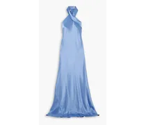 Pandora satin halterneck gown - Blue
