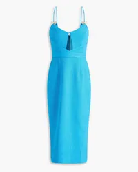 Rebecca Vallance Bow-detailed cloqué midi dress - Blue Blue