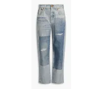 Harlow denim-effect canvas straight-leg jeans - Blue