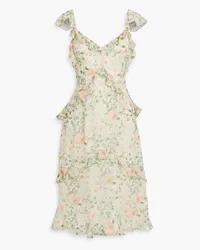 Mikael Aghal Ruffled floral-print chiffon dress - Green Green