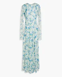 Philosophy Di Lorenzo Serafini Floral-print tulle maxi dress - Blue Blue