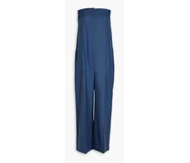 Mellal strapless wool-blend twill wide-leg jumpsuit - Blue