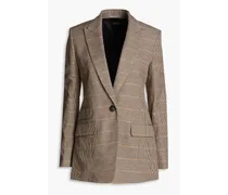 Foster houndstooth linen and cotton-blend blazer - Neutral
