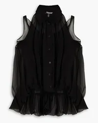 Alberta Ferretti Gathered silk-chiffon top - Black Black