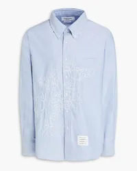 Thom Browne Embroidered cotton Oxford shirt - Blue Blue