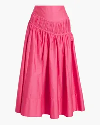 Aje. Curve pleated cotton-poplin midi skirt - Pink Pink