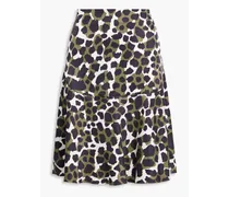 Leela leopard-print woven skirt - Green