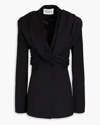 TOVE Rhea tie-detailed stretch-crepe blazer - Black Black