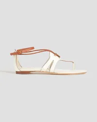 TOD'S Two-tone embellished leather sandals - White White