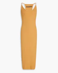 Enza Costa Ribbed jersey midi dress - Yellow Yellow