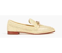 Jessa embellished woven leather loafers - Neutral