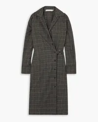 Proenza Schouler Belted checked woven midi shirt dress - Gray Gray