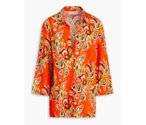 Printed cotton-voile shirt - Orange