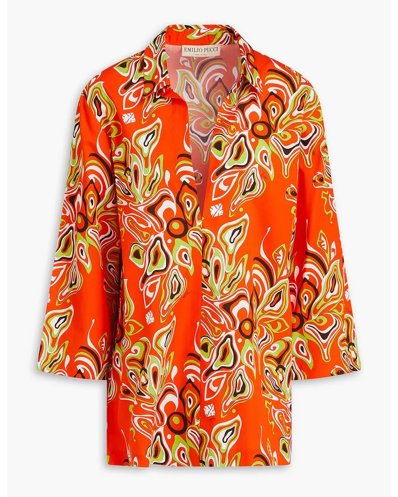Emilio Pucci Printed cotton-voile shirt - Orange Orange