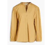 Gathered cotton-poplin blouse - Yellow