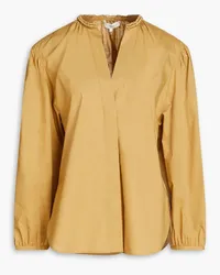 Vince Gathered cotton-poplin blouse - Yellow Yellow