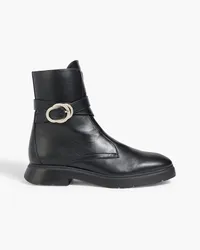 Stuart Weitzman Buckle-embellished leather ankle boots - Black Black