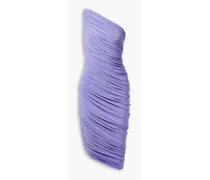 Norma Kamali Diana one-shoulder ruched stretch-jersey dress - Purple Purple