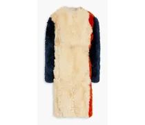 Color-block shearling coat - Neutral