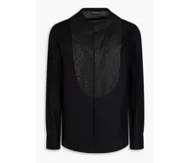Paneled cotton-poplin shirt - Black