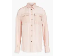 Bead-embellished silk shirt - Pink