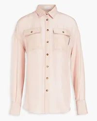 Brunello Cucinelli Bead-embellished silk shirt - Pink Pink