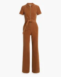 Alice + Olivia Alice Olivia - Gorgeous belted cotton-blend corduroy wide-leg jumpsuit - Brown Brown