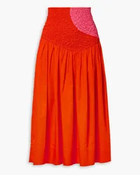 Mara Hoffman Nicole cotton-poplin and popcorn jersey midi skirt - Orange Orange