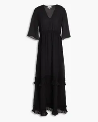 Ganni Plissé georgette maxi dress - Black Black