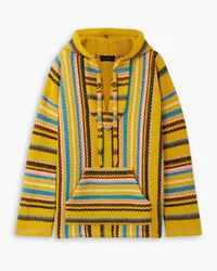 Alanui Follow Your Nature striped jacquard-knit wool poncho - Yellow Yellow