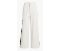 Alice Olivia - Embroidered high-rise wide-leg jeans - White