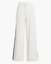 Alice + Olivia Alice Olivia - Embroidered high-rise wide-leg jeans - White White