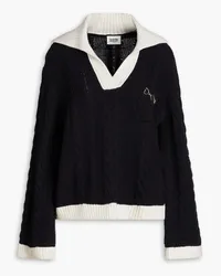 Claudie Pierlot Two-tone wool-blend polo sweater - Black Black