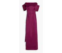 Aveline bow-detailed satin gown - Purple