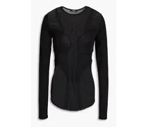 Balmain Jersey-paneled stretch-mesh top - Black Black