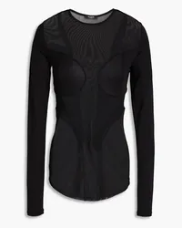 Balmain Jersey-paneled stretch-mesh top - Black Black