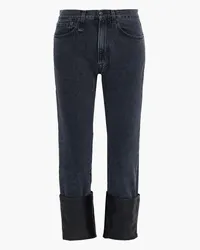 R13 Axl Slim leather-trimmed high-rise straight-leg jeans - Gray Gray