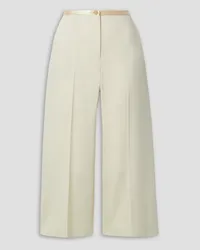 KHAITE Pheadra satin-trimmed wool-blend wide-leg pants - White White