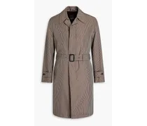 Houndstooth cotton-blend shell coat - Brown