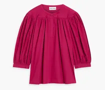Kira gathered cotton-poplin blouse - Pink