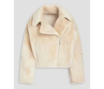 Cropped shearling jacket - White