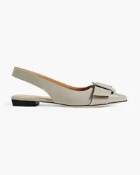 Sergio Rossi Milano Mia 010 patent-leather slingback point-toe flats - Gray Gray