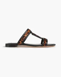 TOD'S Double T leopard-print calf-hair sandals - Brown Brown