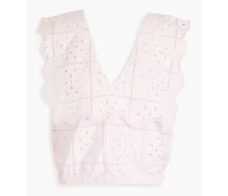 Scalloped broderie anglaise cotton top - Pink