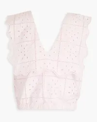 Ganni Scalloped broderie anglaise cotton top - Pink Pink