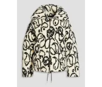 Quilted printed faux shearling down jacket - White