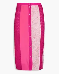 Missoni Paneled metallic crochet-knit pencil skirt - Pink Pink