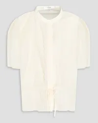 Frame Denim Lace-trimmed cotton and silk-blend voile blouse - White White