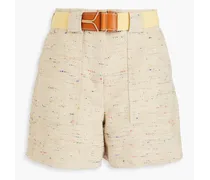 Belted Donegal twill shorts - Neutral